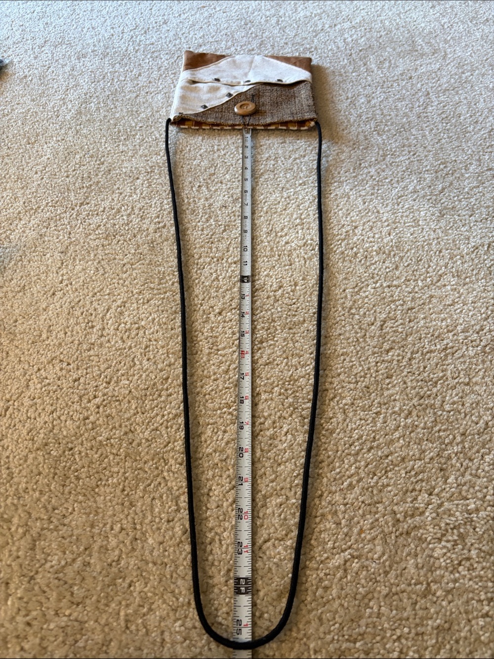 Handmade Boho Patchwork Crossbody Bag in Brown and Cream Tones with Studs - New - Picture 9 of 15